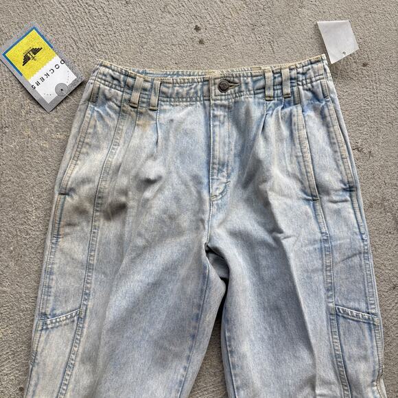 Deadstock 90s Dockers Jeans 28x30 Pleated Denim Levi’s Baggy Acid Wash Vintage - Picture 3 of 15